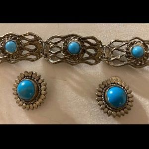 Vintage Turkish Bracelet and Clip On Earrings